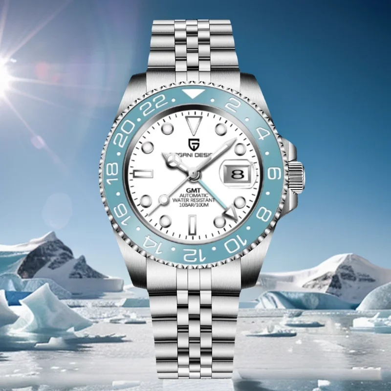 Nuevo Reloj mecánico PAGANI DESIGN PD-1662A para hombre, reloj GMT con bisel de cerámica azul cielo, reloj automático de cristal de zafiro de la mejor marca