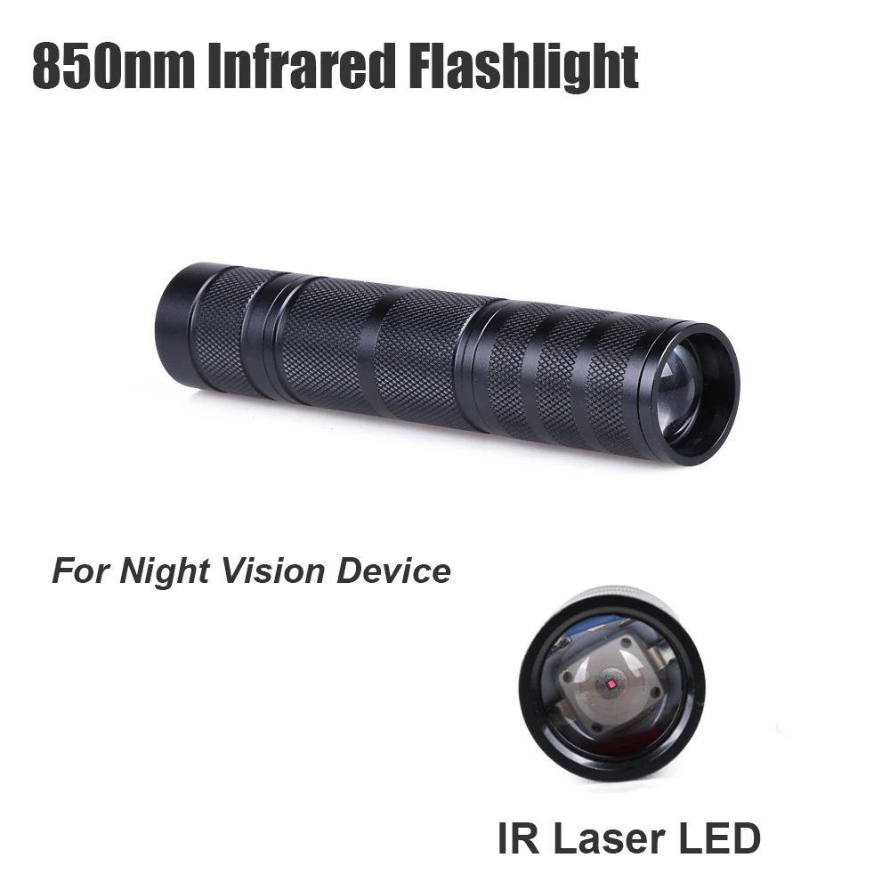 Infrared Flashlight 850nm IR Torch Fill Light for Night Vision Scope Device Zoomable Laser LED Hunting