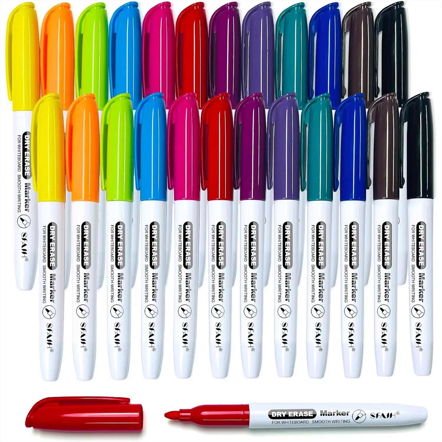 

Dry Erase Markers Fine Tip 12 Colors, 24 Pack - Low Odor Whiteboard Markers for Office, School, Home