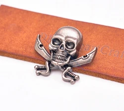 10X 33*29mm Quality Antique Silver Skull Pirate Crossed Sword Leathercraft Decorative Metal Stud Rivet Button Conchos