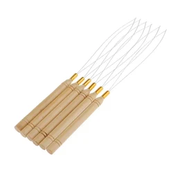 50 pièces/lot, Extensions de cheveux à aiguilles avec poignée en bois, outils d'extension de cheveux + livraison gratuite