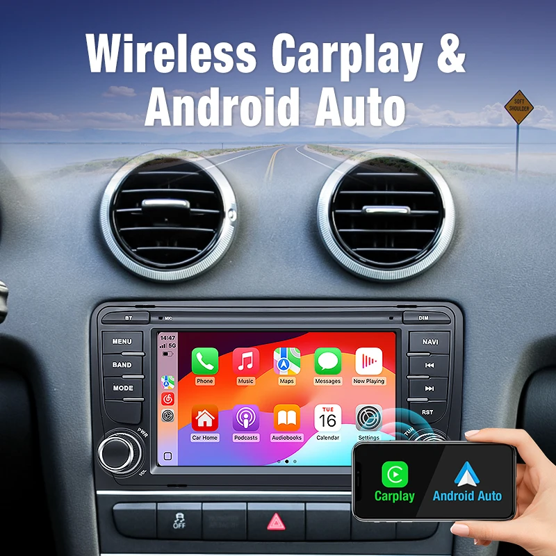 2025 نظام لينكس الجديد اللاسلكي CarPlay السيارات لأودي A3 8P S3 RS3 M3 FM DSP بلوتوث Musci فيديو مشغلات الوسائط المتعددة كاميرات