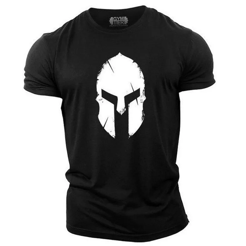 3D Printed Men\'s Summer Short Sleeve Running Sports Gym Muscle T-shirt Spartan Oversized Sports Casual High-quality Clothing