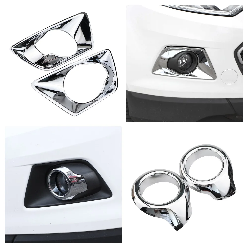For Ford Ecosport 2013 2014 2015 2016 2017 Front Head Fog Light Lamp Cover Trim Foglight Frame ABS Chrome  Accessories