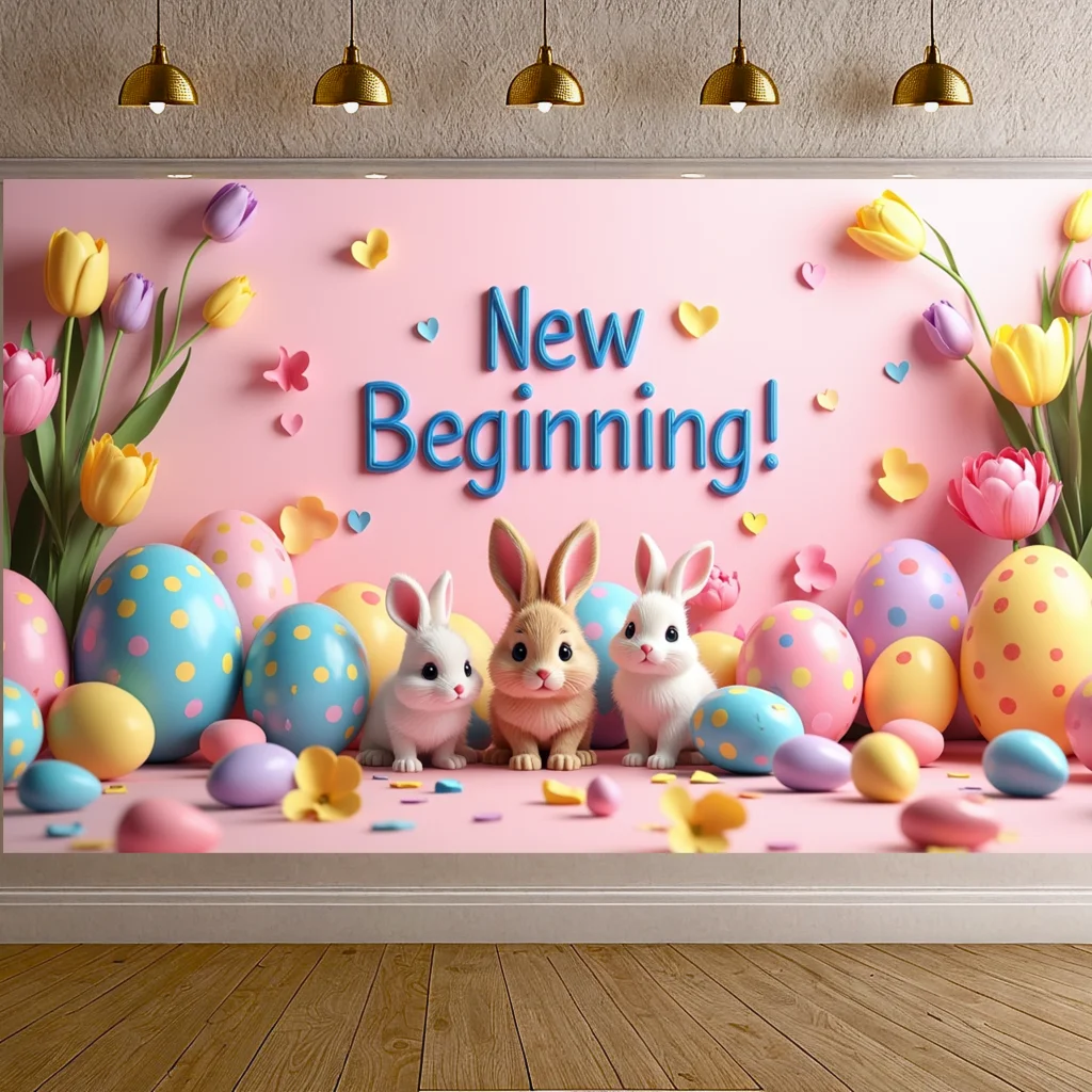 خلفية تزيين مشهد الربيع للاحتفال بعيد الفصح في الربيع #2