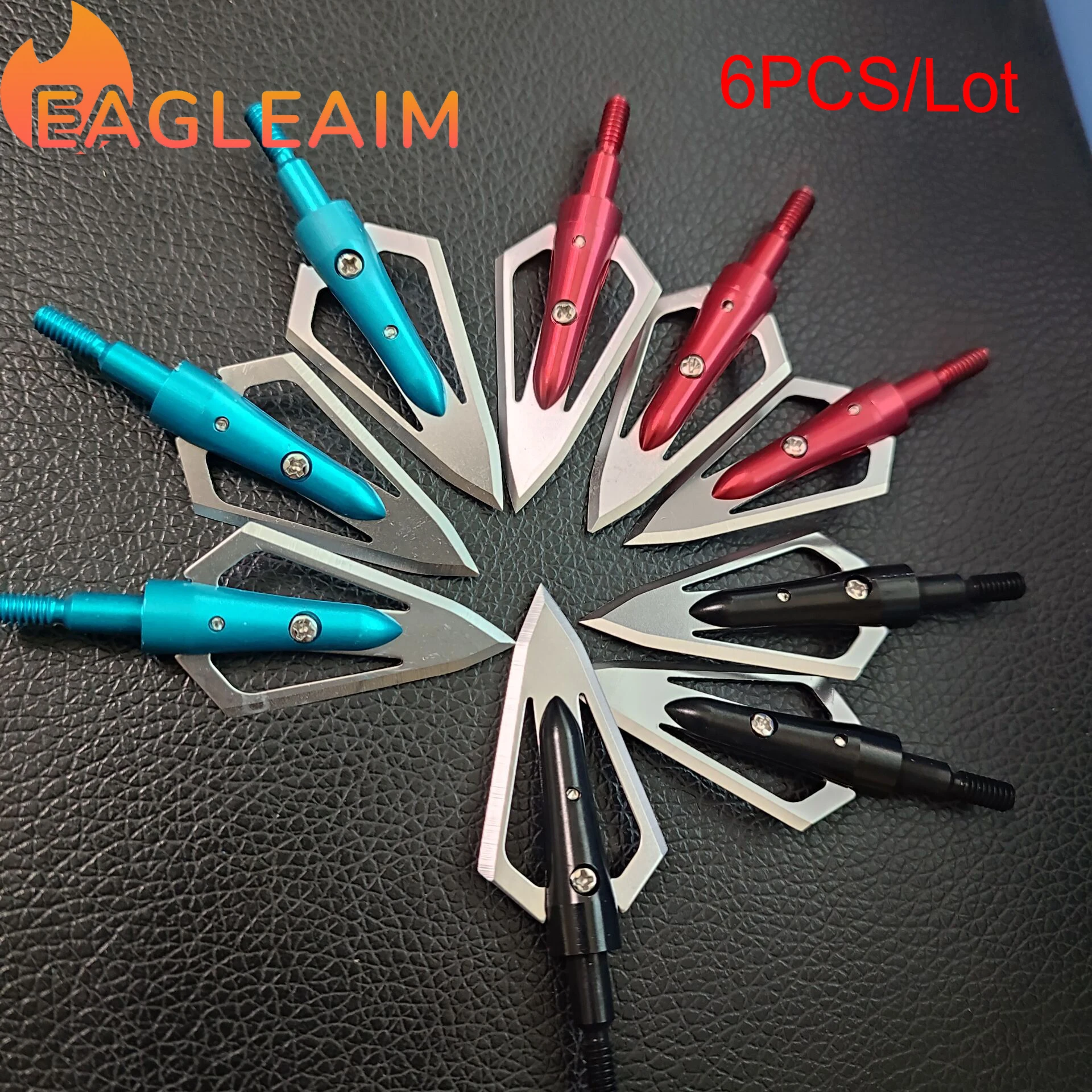 6PCS 100Grain Archery Fixed 2 Blade Broadhead Stainless Alloy Blade Arrowhead Tips Piercing Arrowhead Arrow Hunting Accessory