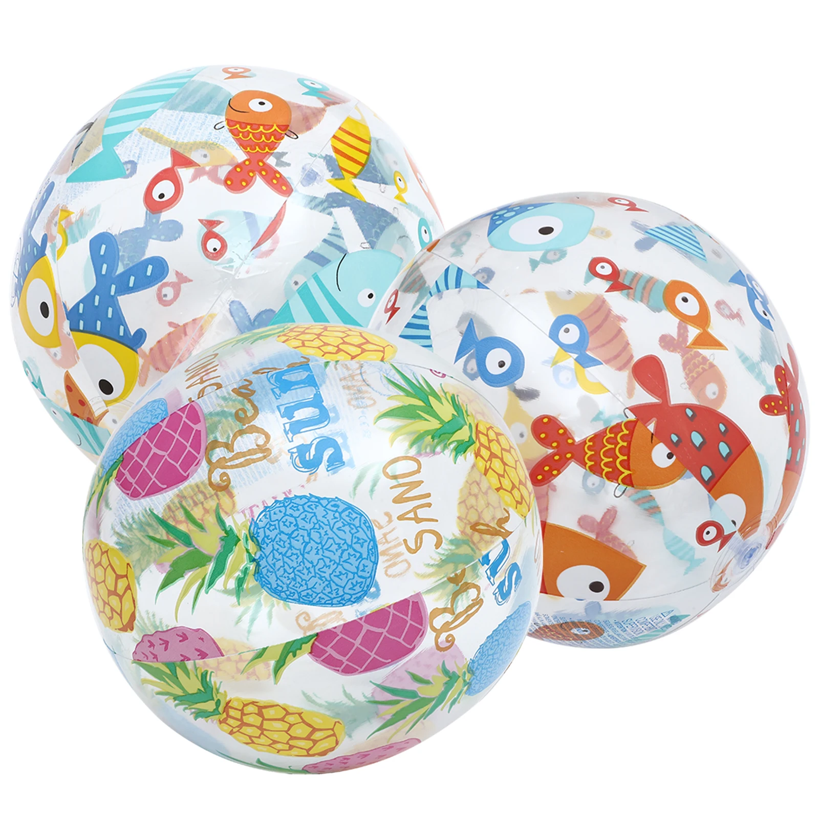 3 szt. dmuchanych piłek plażowych, urocze zwierzątka, jaskrawe kolory, letnie zabawki na imprezę przy basenie, dla dzieci i dorosłych, na zewnątrz