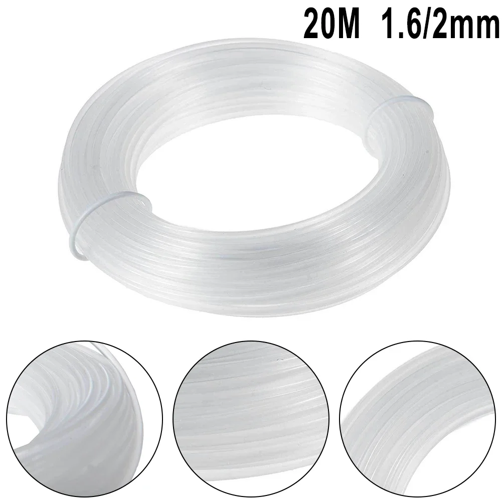 Garden Lawn Trimmer Line 20M Length 1.6mm/2.0mm Spare Nylon Line Trimmer Mowing Line White Replacement String Trimmer Parts