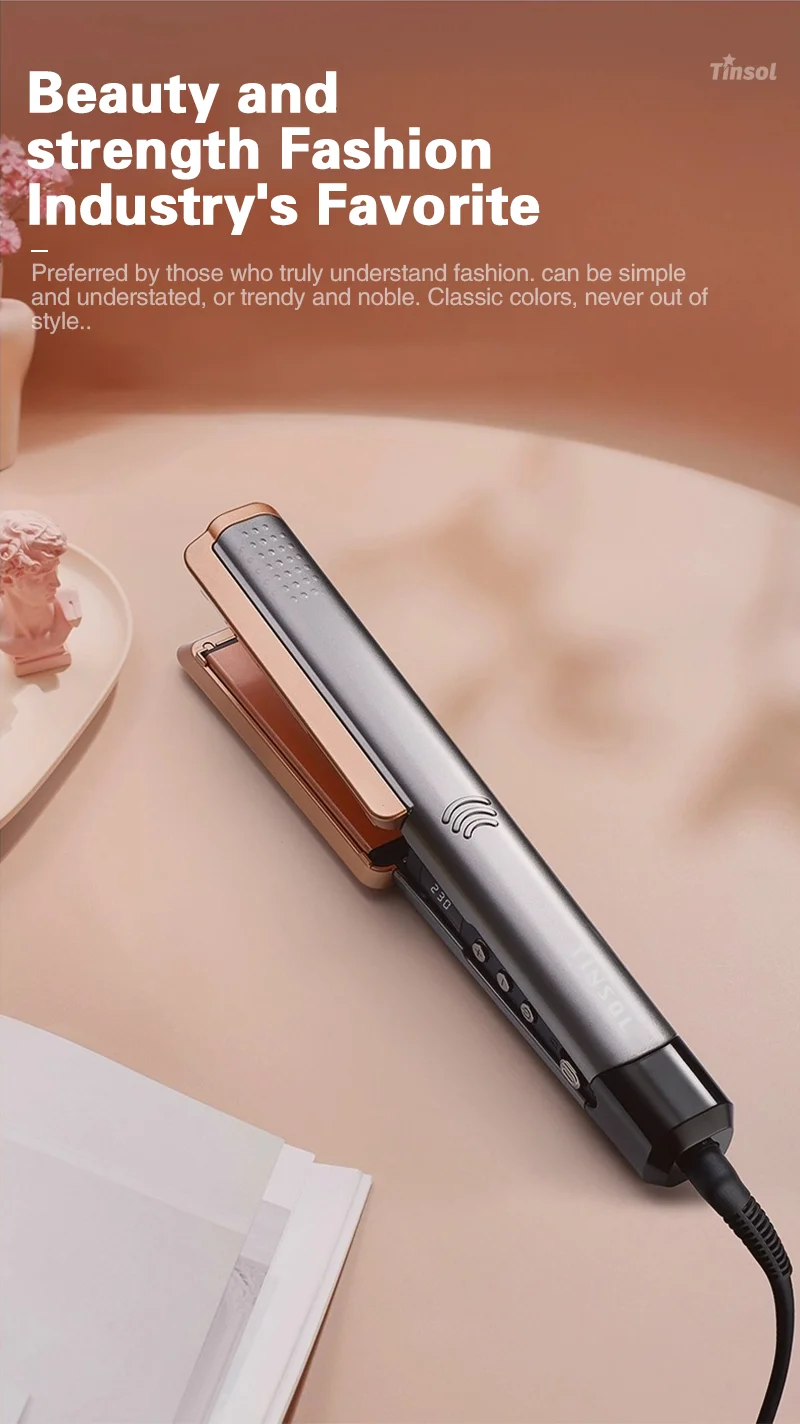 TINSOL 2-in-1 Professioneller Haarglätter Lockenstab, Negativ-Ionen-Conditioner mit LCD-Haarglätter mit breitem Panel – Detail 5