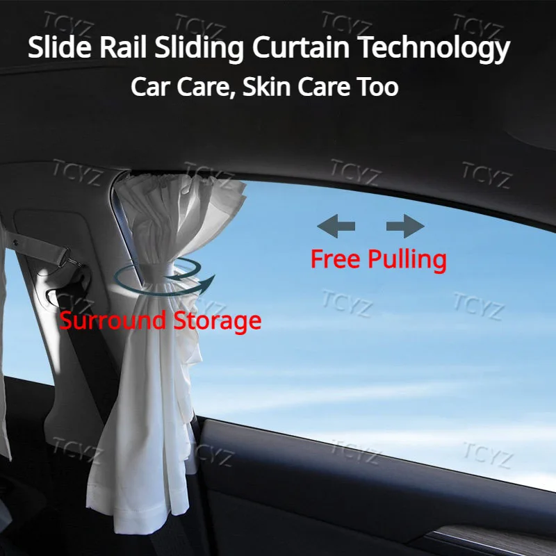 For Tesla Model Y L 2026 6-Seats Ice Crystal Car Curtain Side Window Privacy Sunshade&Front Rear Windshield SideSun Shade Cover - view 3