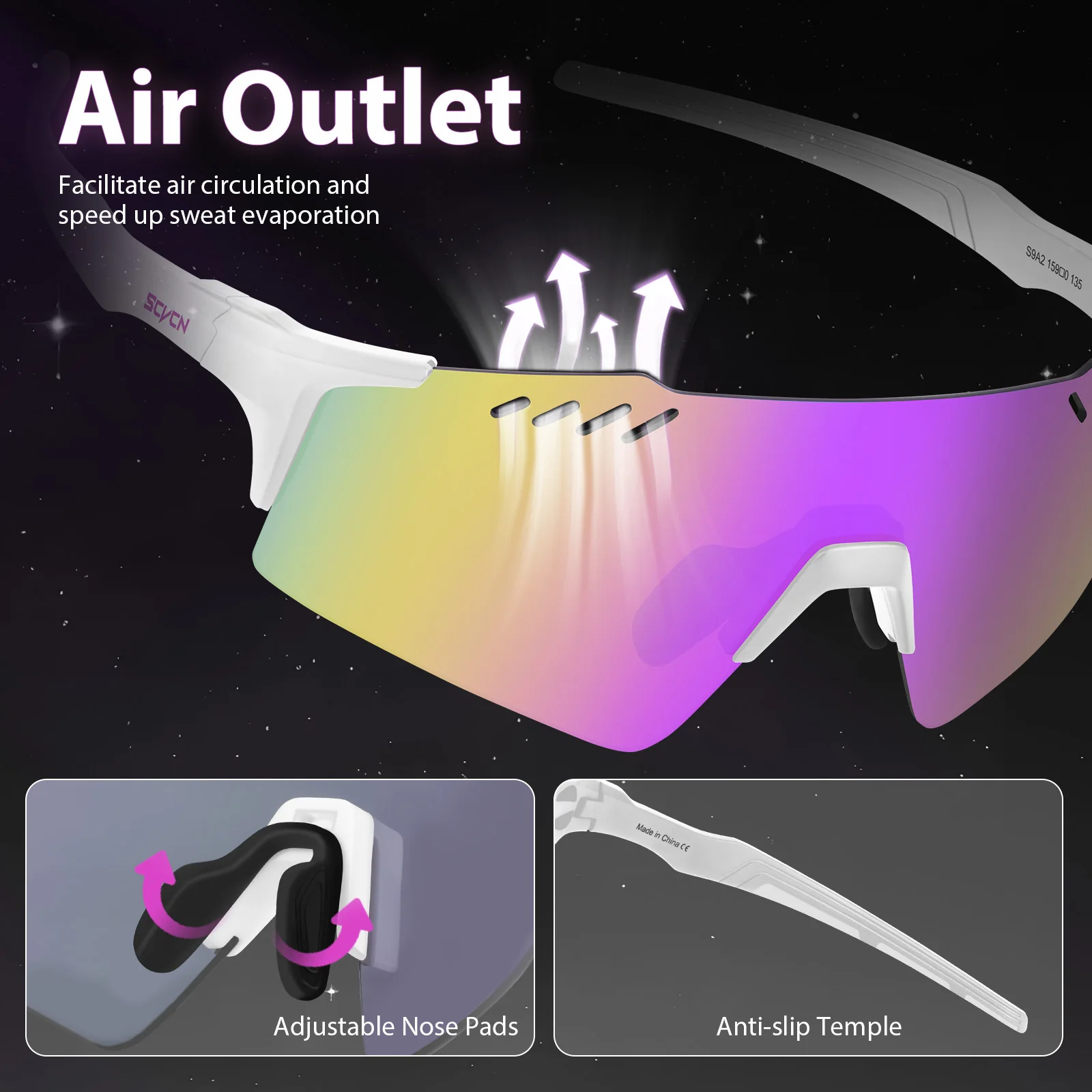 SCVCN Fashion Sunglasses Rimless Cycling Glasss Outdoor Sports Running Drving for Men Fishing Goggles Mtb Bicycle Eyewear 1 Lens