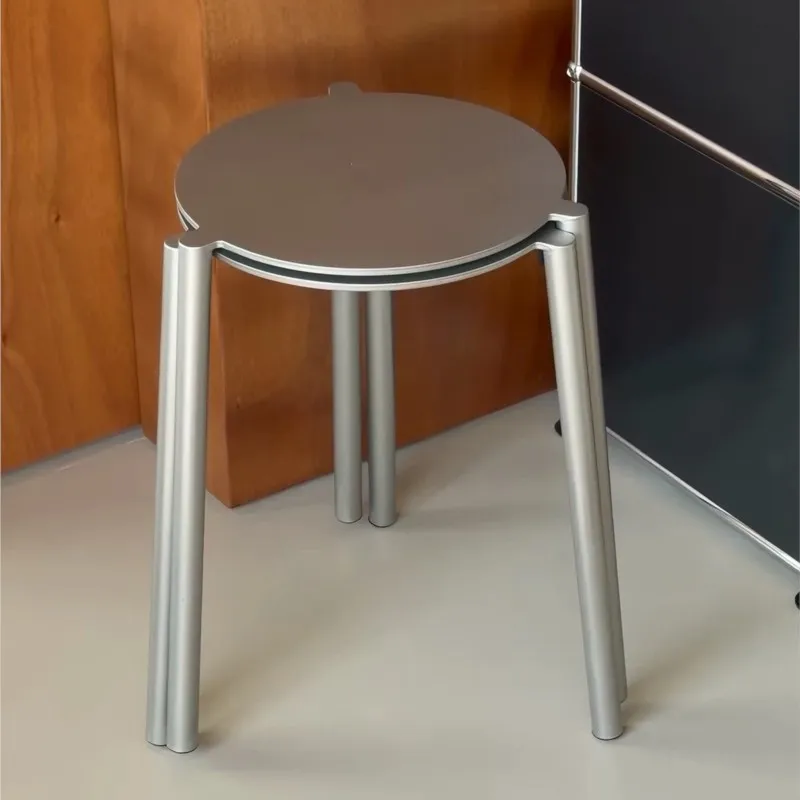 Italian Minimalist Metal Style Stool Household Stackable Dining Chair Stainless Steel Outdoor Courtyard Commercial Leisure Chair