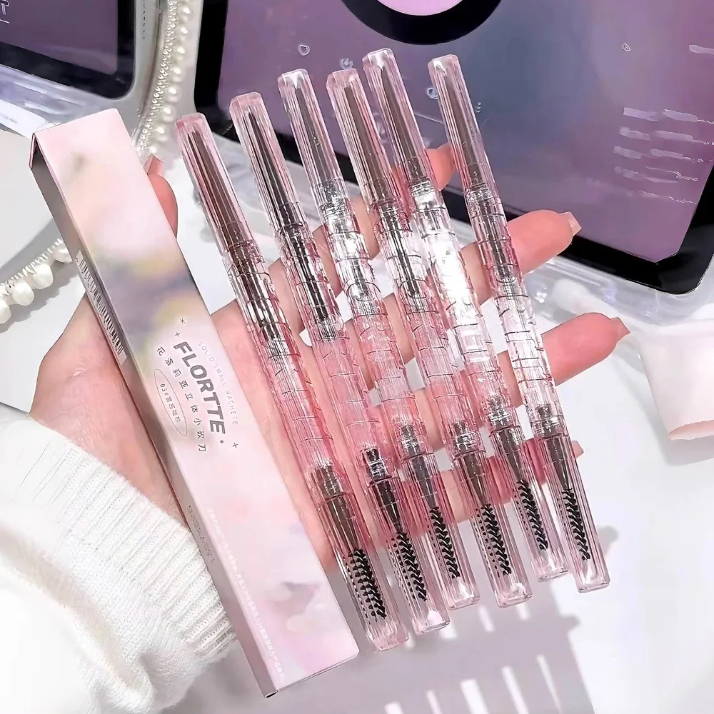 FLORTTE Double Ended Matte Eyebrow Pencil Black Brown Waterproof Eyebrow Tint Tattoo Pen Natural Lasting Makeup Tool With Brush