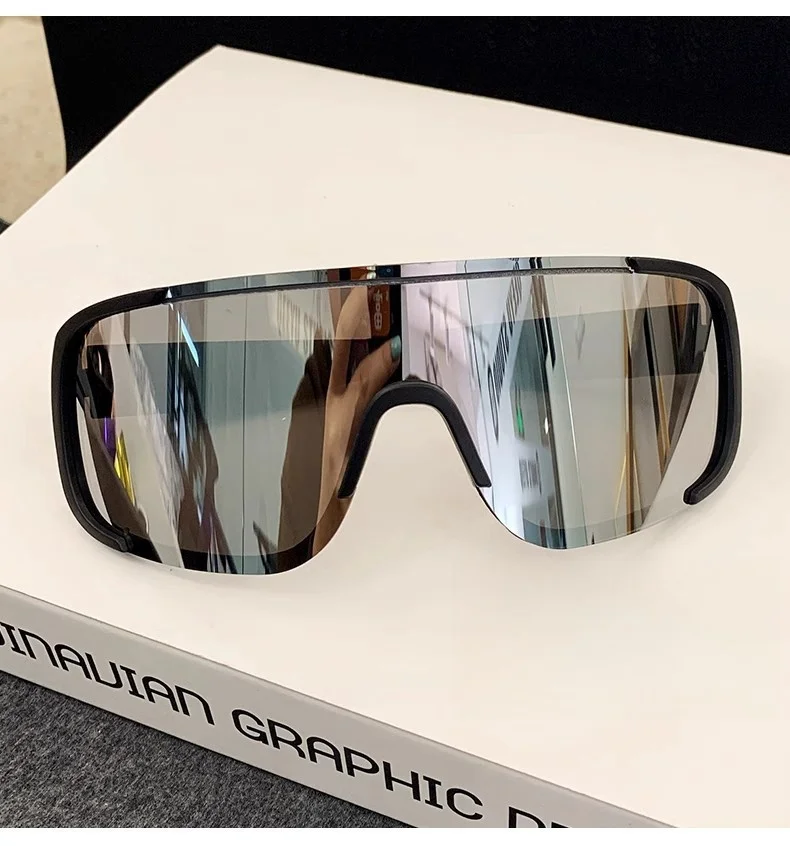 نظارات شمسية كبيرة ملفوفة للرجال والنساء، نظارات واقية من الشمس النيون لركوب الدراجات، ظلال تزلج 80s 90s، نظارات ركوب الدراجات، مقاومة للرياح #4