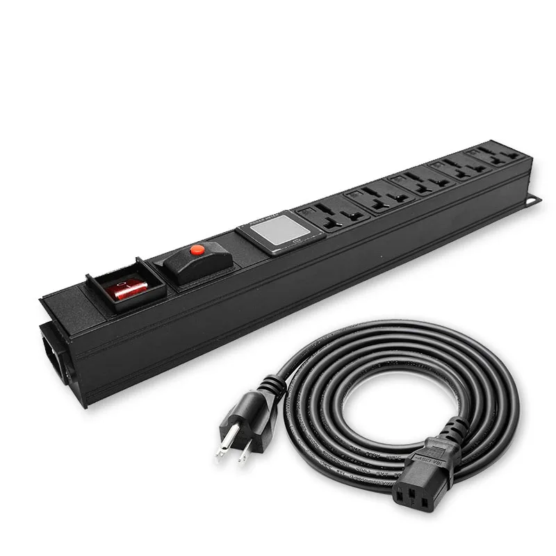 

16A universal socket PDU power strip network cabinet rack with ammeter and overload protection C14 port switch socket