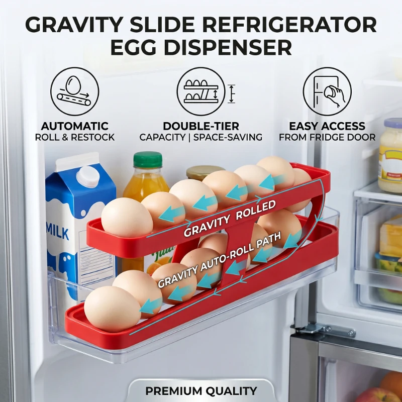 Bilayer Fridge Egg Storage Box Automatic Rolling Eggs Holder Rack Ladder Style Refrigerator Eggs Dispenser Egg Organzer Holde