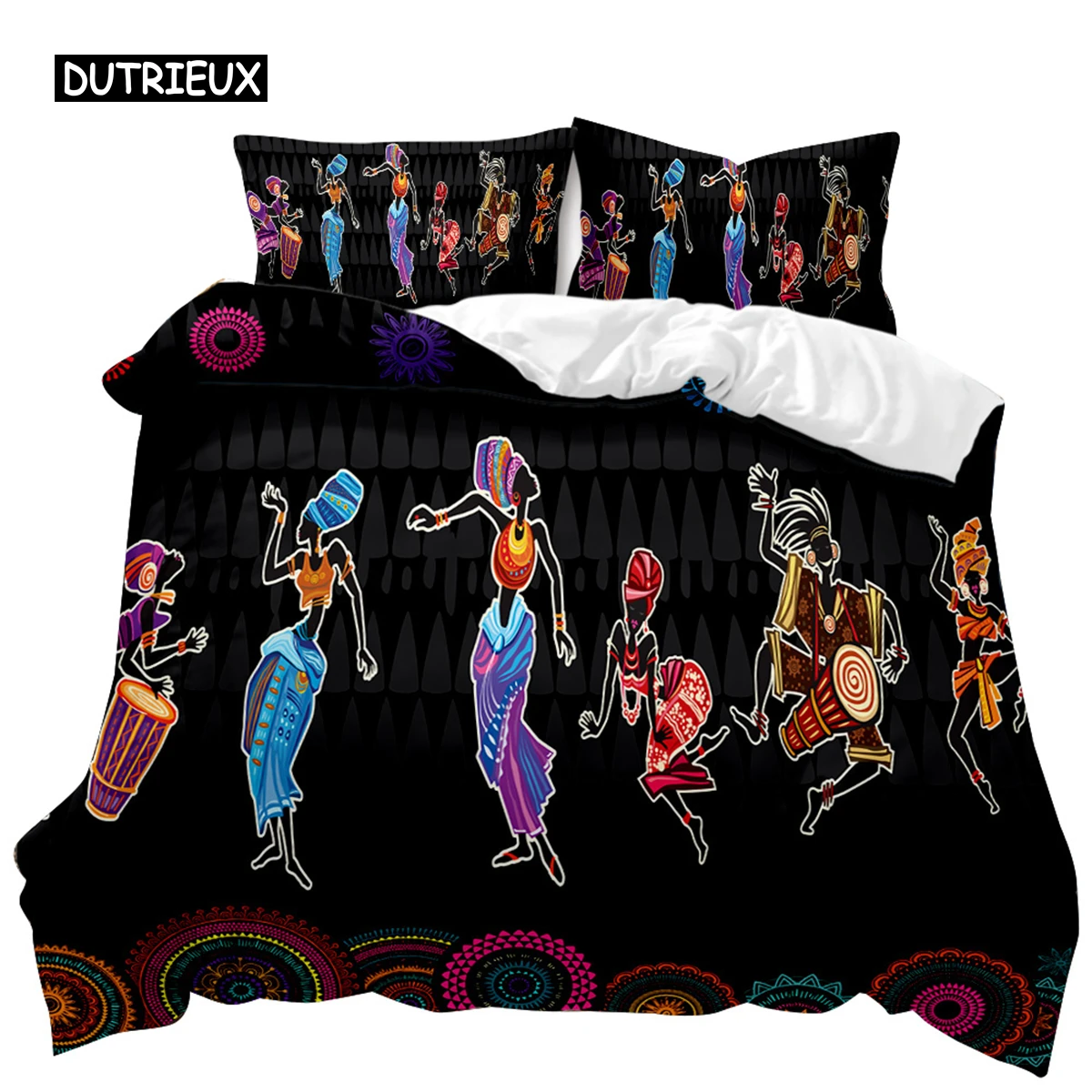 

African Woman Duvet Cover Set African Stripe Twin Bedding Set Ethnic Afro Traditional Exotic Queen King Polyester Qulit Cover