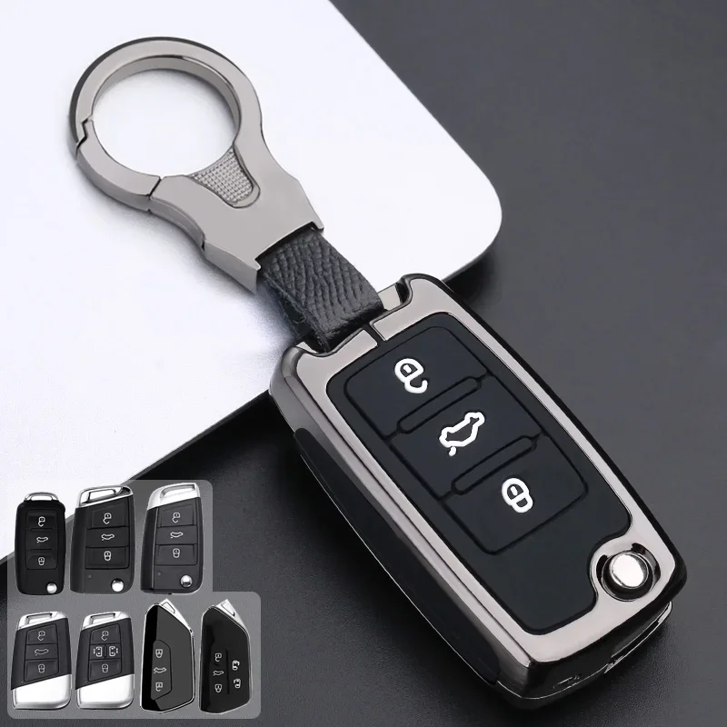 Zinc Alloy + Silicone Car Key Cover Case for Volkswagen VW Polo Golf Passat Tiguan Beetle Up Eos Skoda Octavia Seat Leon Altea