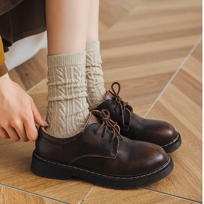 Solid Color Women Socks Autumn Winter Cashmere Thermal Kawaii Socks Women Japanese Fashion School Girls Thick Warmer Long Socks