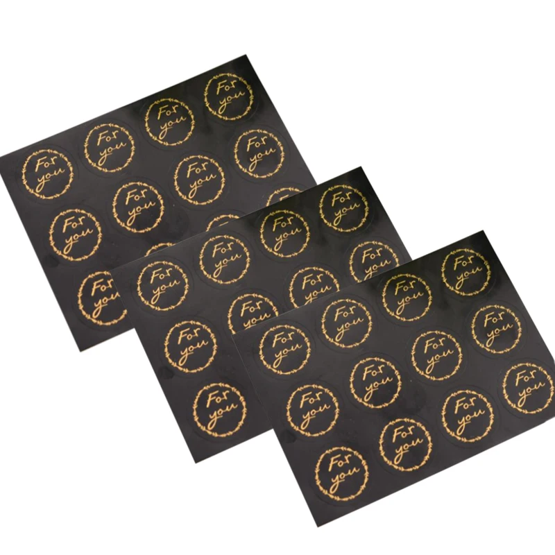 120pcs/lot Black Yellow Handmade Circular FOR YOU Sealing Sticker Decorative Label For DIY Gift Cake Cookie Baking Package