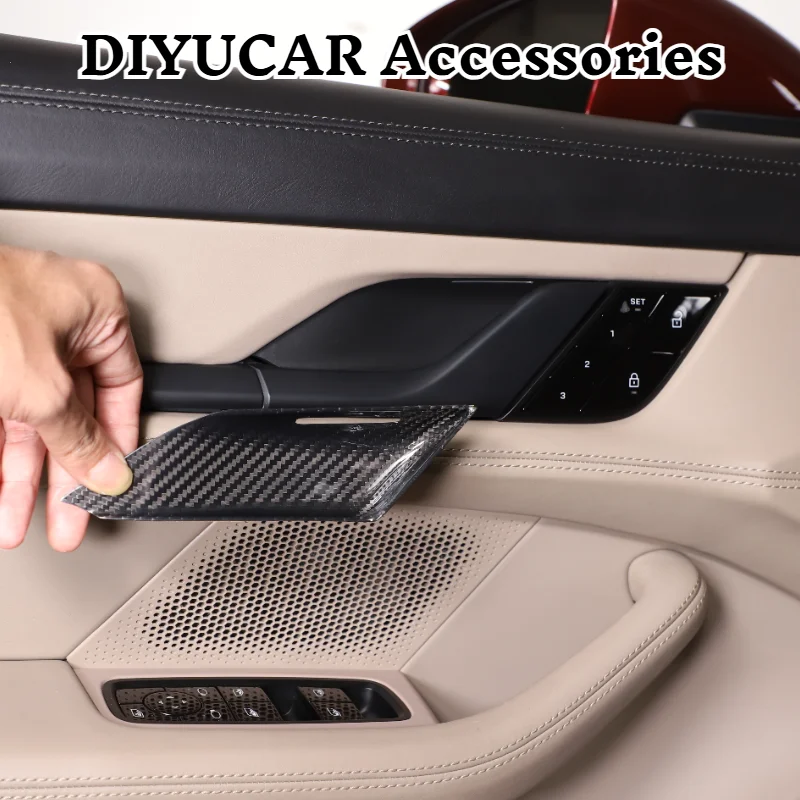 

For Porsche Taycan 2019-2026 Real Carbon Fiber Car Door Inner Handle Door Bowl Frame Cover Trim Interior Accessories