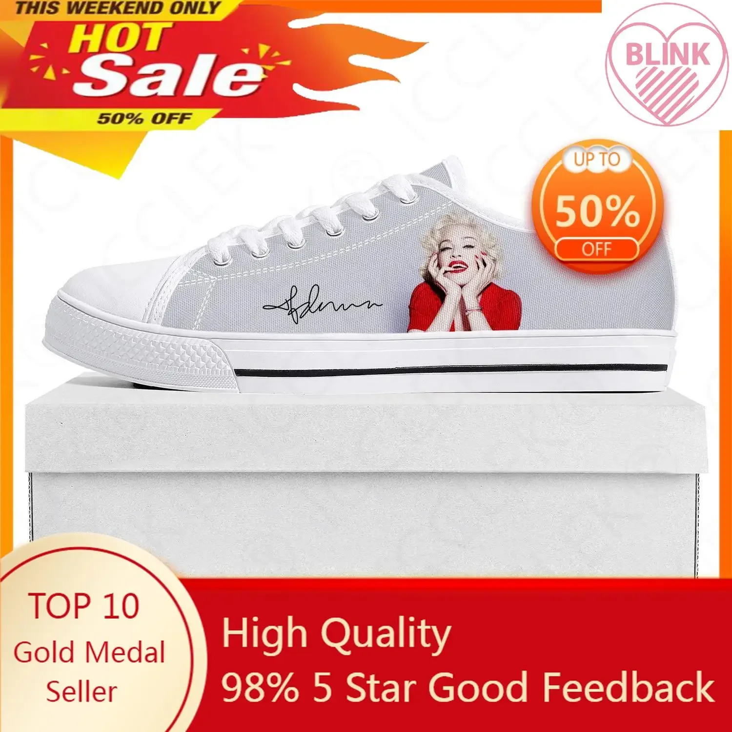 Madonna Pop Rock Singer Disco Fashion Lage Top Hoge Kwaliteit Sneakers Heren Dames Tiener Canvas Sneaker Paar Schoenen Custom Schoen