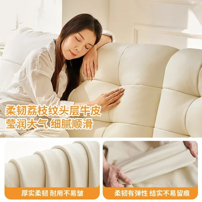 Cloud sofa retro style living room small apartment 2025 medieval large sitting deep marshmallow leather sofa