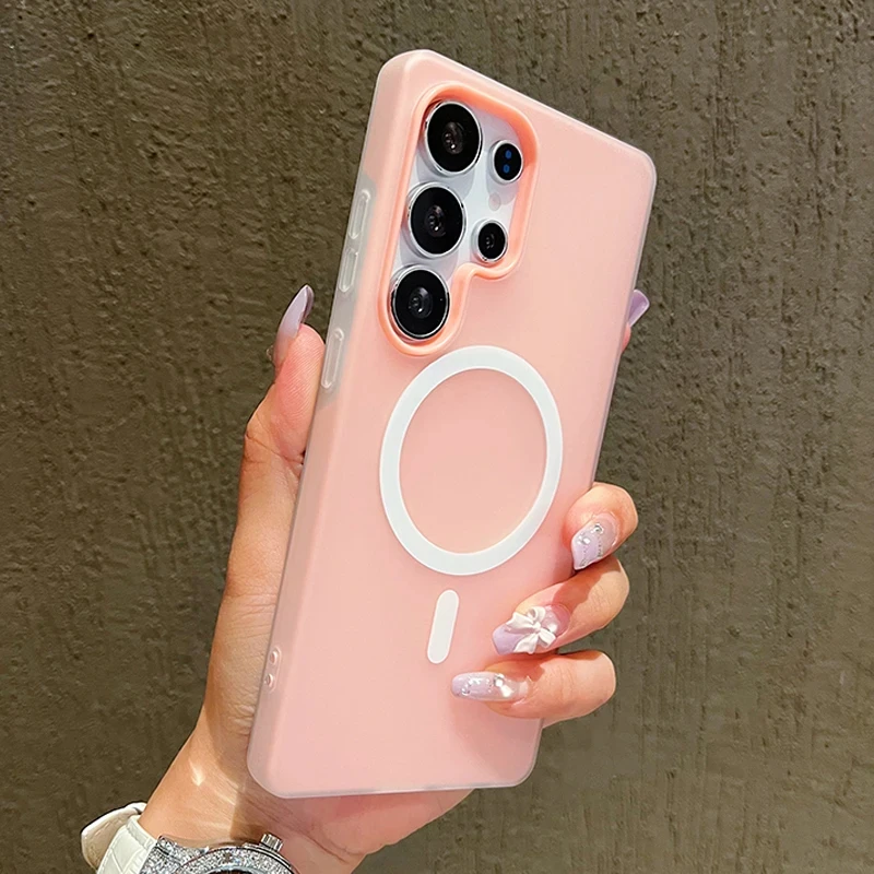 Candy Color Matte Magnetic Phone S26 S24 S25 Ultra S23 Plus FE Wireless Charge Cover