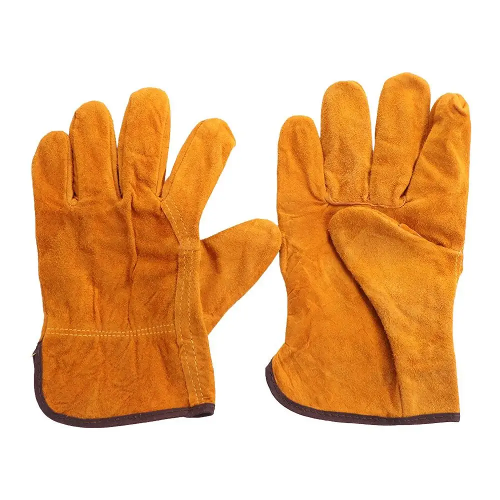 1 Pair Fireproof Welding Gloves Cow Leather Anti-Heat Work Safety Glove Wear Resistant Acid Resistance Welder Gloves Welding