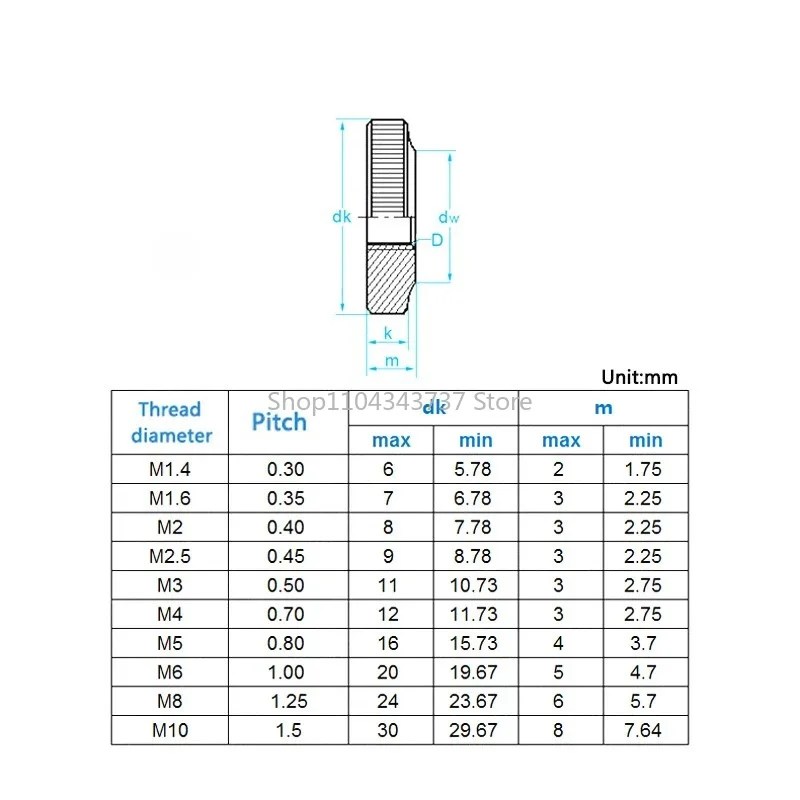 1-10pcs Adjust Leveling Knurled Thumb Nut M2 M2.5 M3 M4 M5 M6 M8 M10 M12 Stainless Steel Round Thin Nut Thumbnut Locking