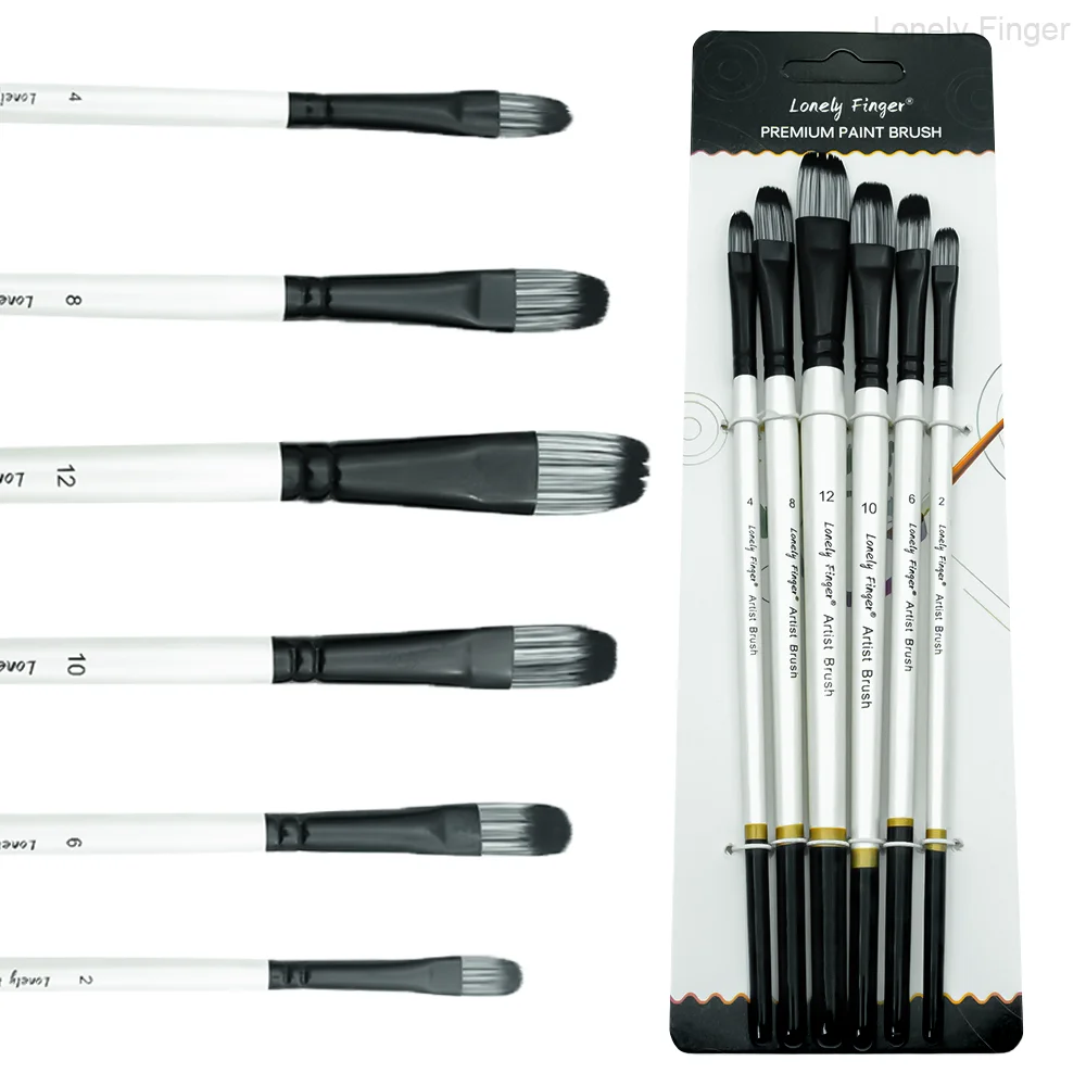 

Набор кистей Filbert, 6 шт. Художественные кисти для рисования акриловым маслом, акварельной гуаши, художественной краской премиум-класса из нейлона для волос B