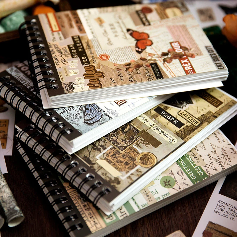 1book/50pcs Big Size Vintage Sticker Book Extra Large Retro Decals for DIY Handmade Album Scrapbooking Decorative Paper Supplies
