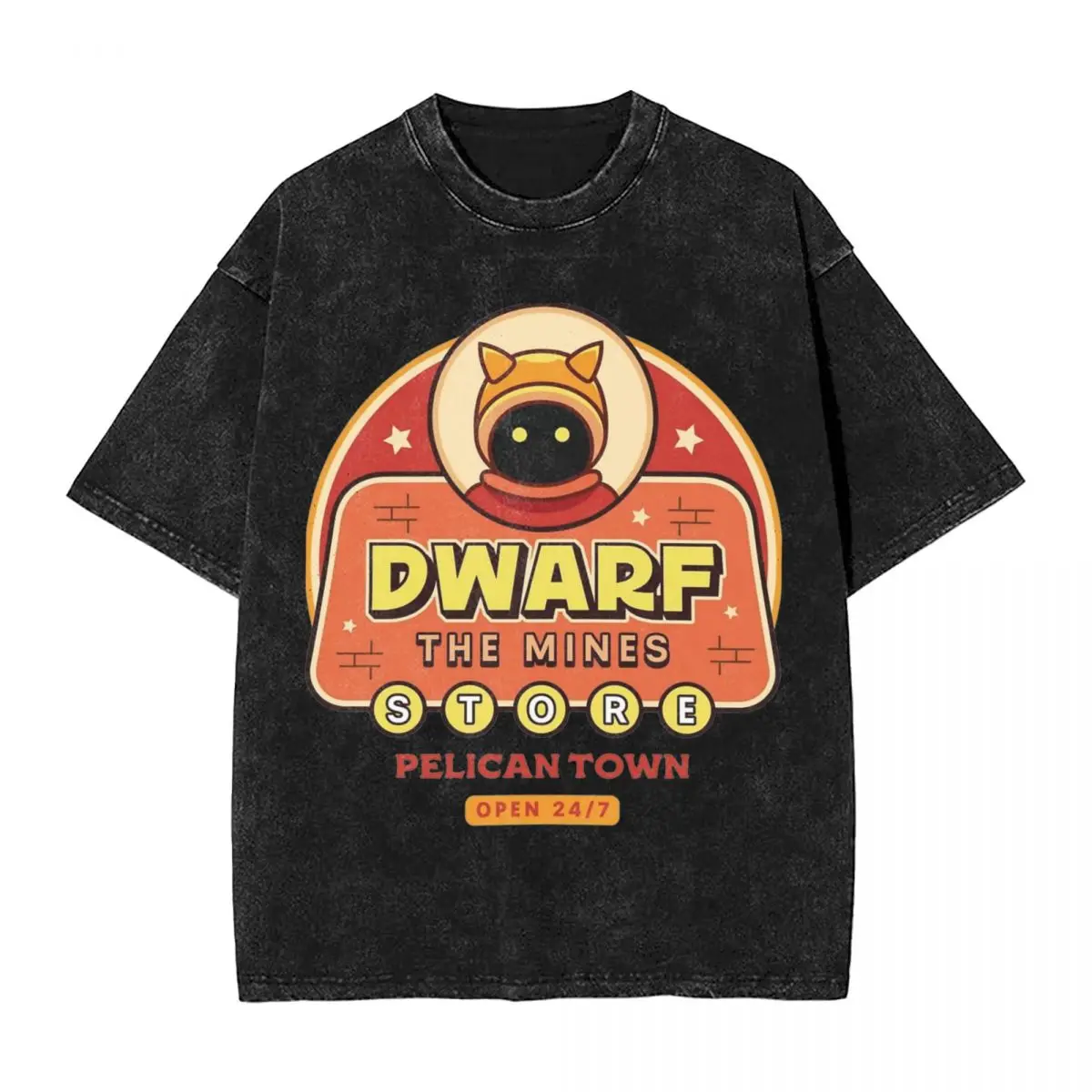 Washed T Shirt Dwarf The Mines Merchant Stardew Valley Hip Hop Retro T-Shirts Oversize Game Anime Streetwear Tees Men Women