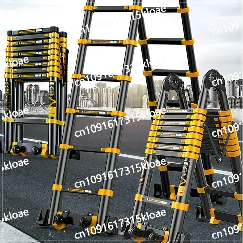 Multi-functional Portable Engineering Folding Home Lift Straight Ladder Staircase Aluminum Alloy Thickened Telescopic Ladder