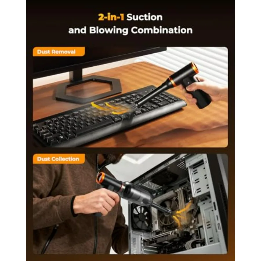 Electric Compressed Air Duster for Deep Computer Clean, Keyboard, Car, Home, Outdoor 300000RPM Brushless Motor 3-Gear Adjustabl