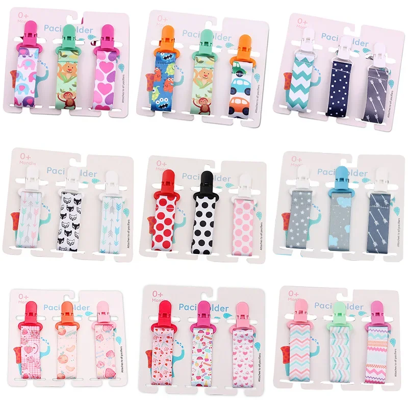 3 Teile/satz Baby Schnuller Clip Schnuller Kette Dummy Clip Nippel Halter für Baby Cartoon Druck Kind Schnuller Clips Schnuller Halter