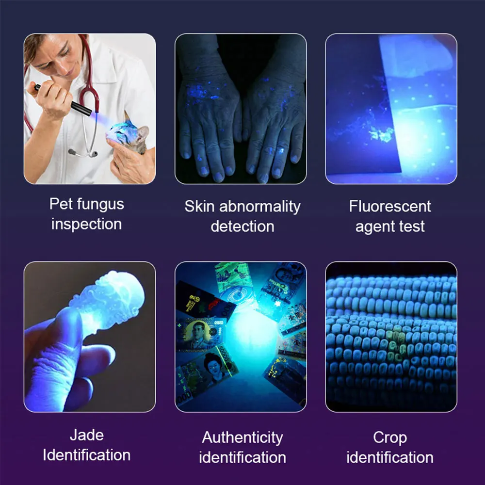 مصباح يدوي VASTFIRE 3*365NM بالأشعة فوق البنفسجية من النوع C قابل لإعادة الشحن مقاوم للماء لصيد العقارب والتخييم وبول الحيوانات الأليفة والمشي لمسافات طويلة وعلاج الراتنج