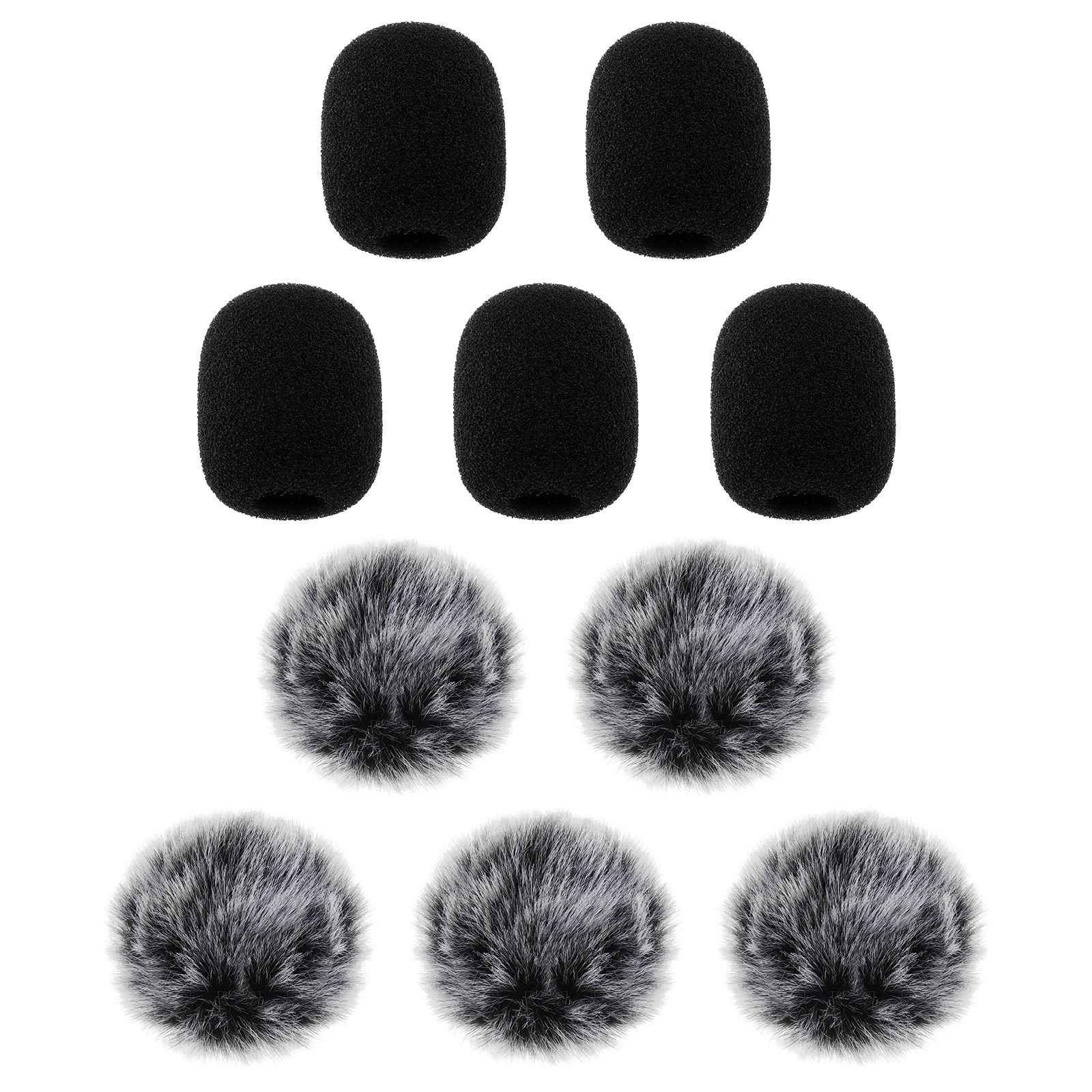 10 pcs Lavalier Microphone Wind Screen Furry  Muffs Windscreen & Foam Windscreens for Most Lapel Clip Lavalier Mic