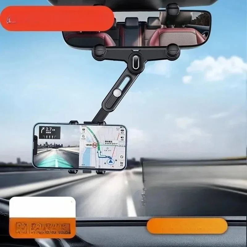 For 360 Degree Rotatable Auto Rearview Mirror Seat Hanging Clip Bracket Cell Phone Holder Multifunctional Car Phone Holder