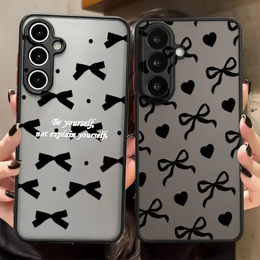 Case for Samsung Galaxy A73 A57 A54 A56 A55 A37 A52S A72 A53 A34 A36 A16 A15 A17 A52 A14 A23 Phone Cover Cartoon Love Heart Bow