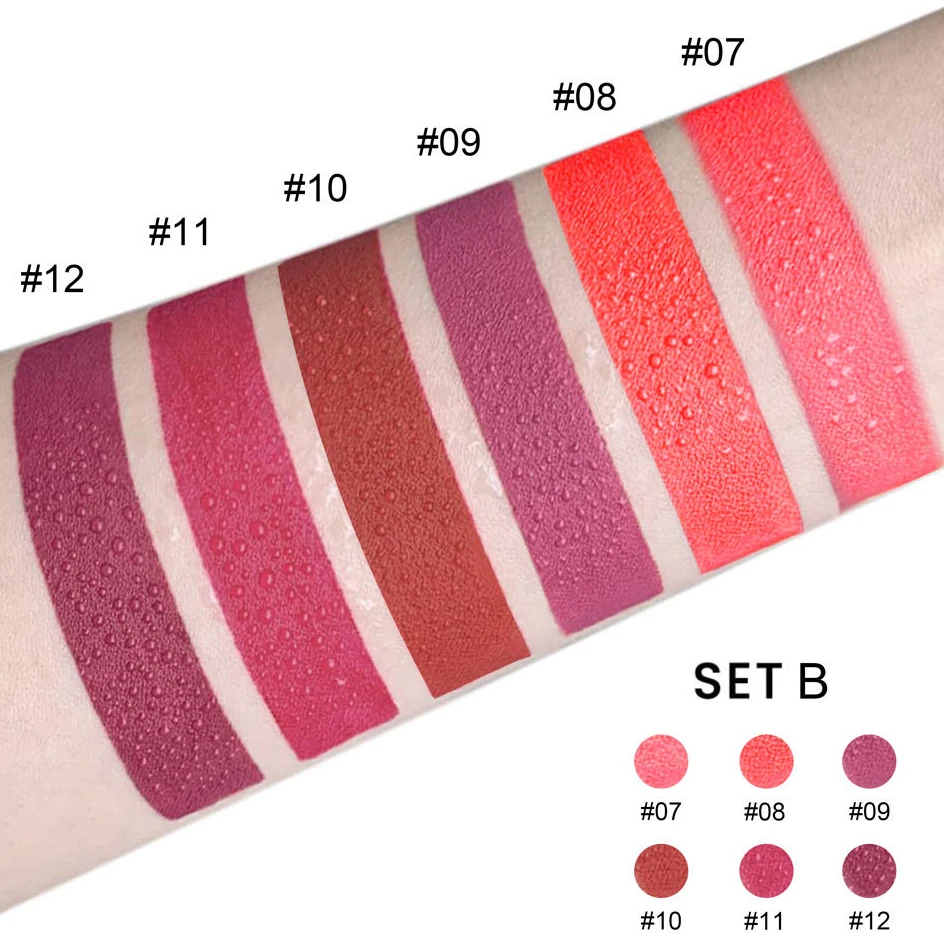 Nowy Mat |   6 szt. Szminka] Długotrwała, nowoczesna kolekcja błyszczyków w odcieniach brązowo-czerwonych, 12-kolorowy zestaw matowych szminek w odcieniach nude typu bean paste
