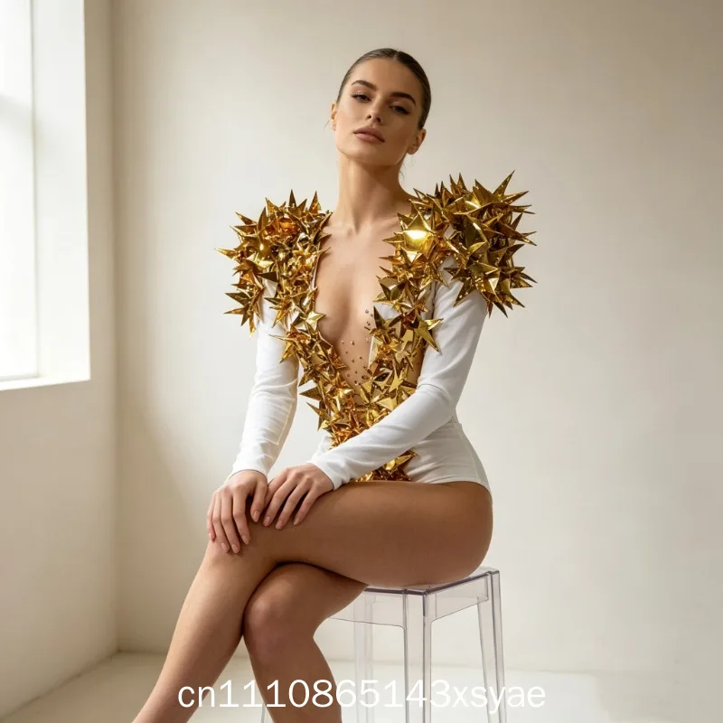 2026 New Shiny Black Rhinestone Velvet Long Sleeve Bodysuit Women Evening Party Club Gala Hosts NightClub Bar Stage Attire