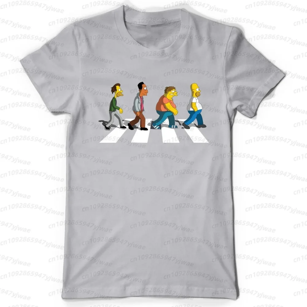2026 Men Simpsons Dad Sidewalk Short Sleeve T Shirt Men Aesthetic Design Graphic Casual Streetwear Fashion Gift Top Men T Shirt view 6