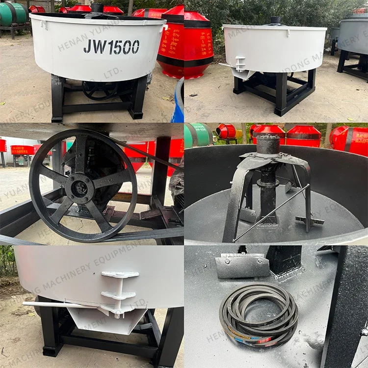 Electric 415V 3phase 11kw-6 Motor 300-1500L Sand Cement Soil Mixer Self-Unloading Portable Flat Mouth Concrete Pan Mixer Machine