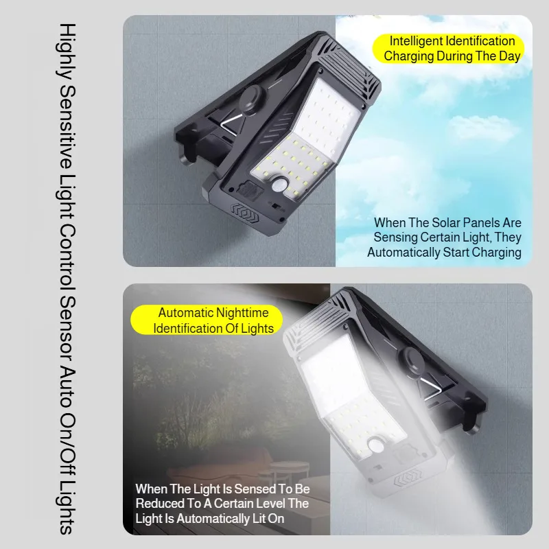 Solarbetriebene Clip-on-Leuchte, Außenhofleuchte, Haushaltszaunleuchte, Bewegungsmelderleuchte, Gartenbalkon mit hoher Helligkeit