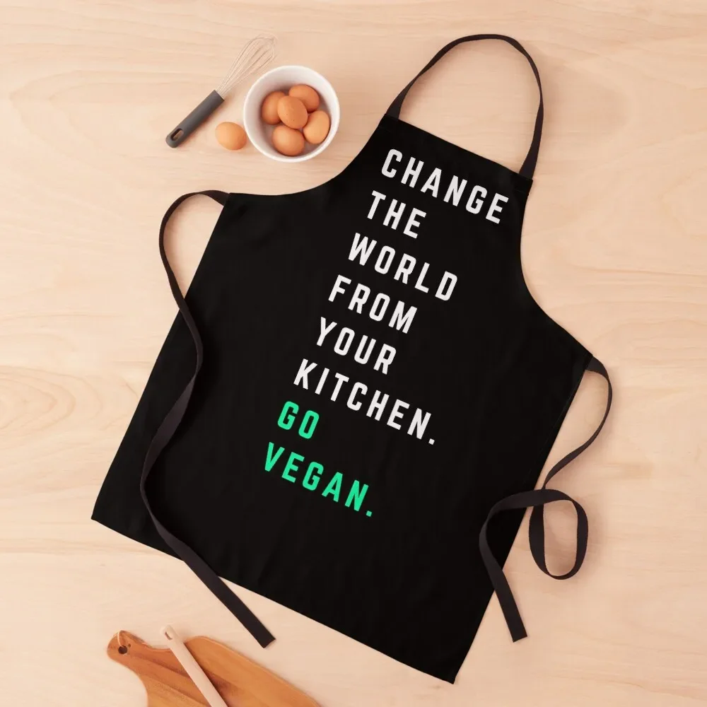 

Change the world from your kitchen. Go Vegan. Apron Waiter Uniforms Art Apron