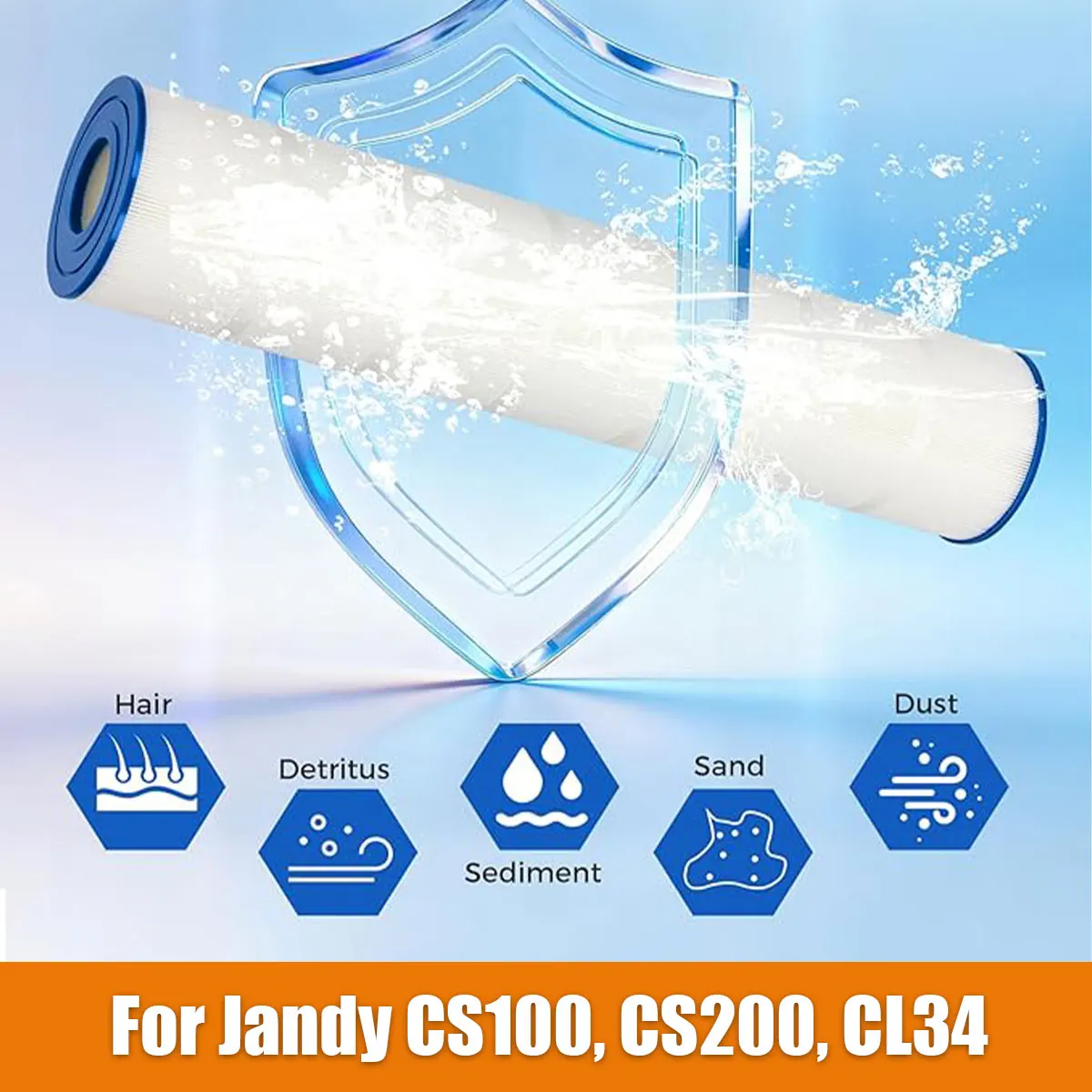 Cartucho de Filtro Universal para Piscina Compatible con Jandy CS100 CS200 CL340 CL460 CL580, Compatible con Pleatco, Unicel, Filbur, Ultral