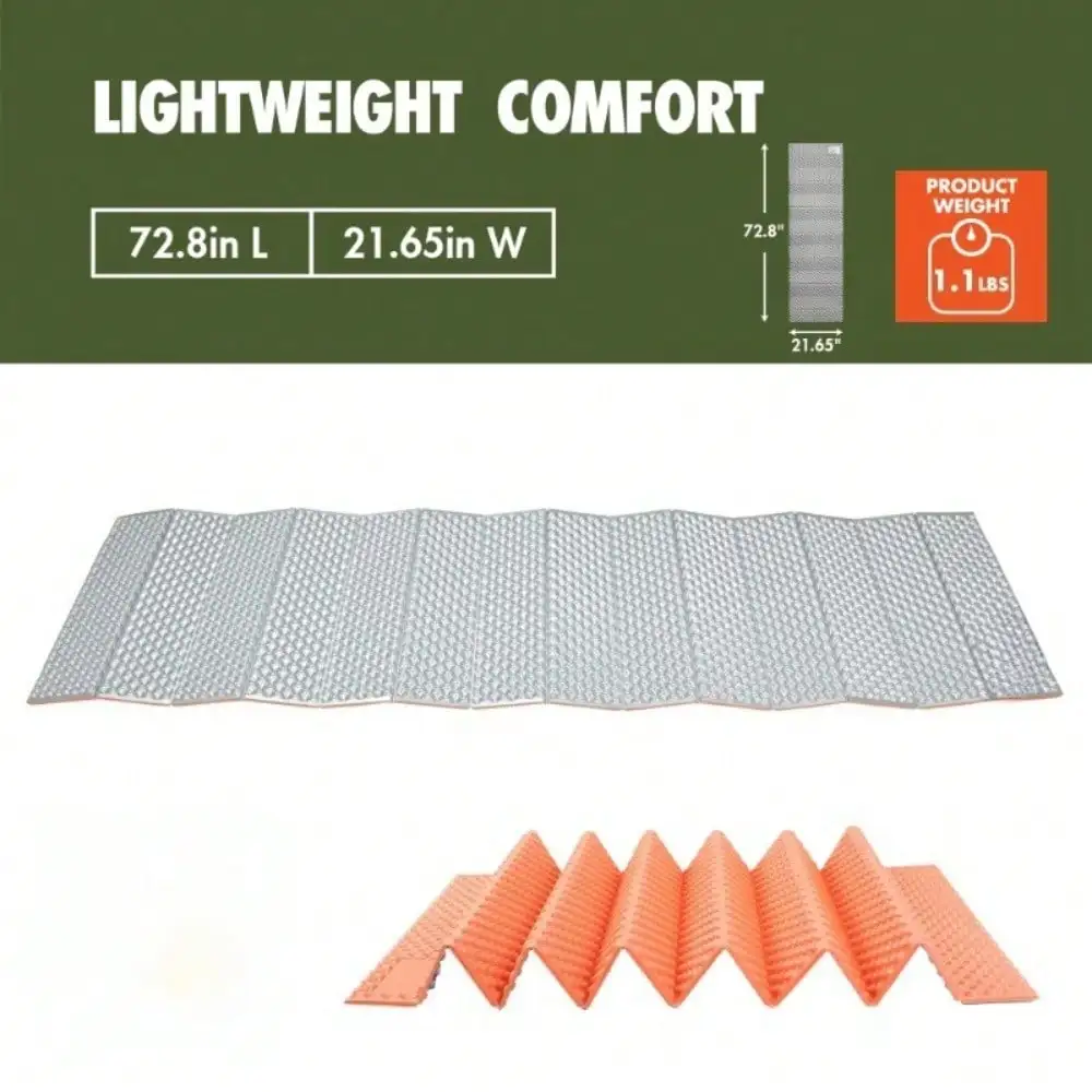 Очень широкий и длинный сверхлегкий спальный коврик — компактный дорожный матрас, серебристо-серый рулон походной кровати для пеших прогулок, пеших прогулок