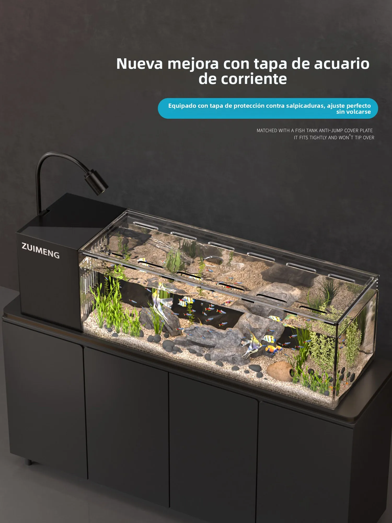 Pecera Ecológica Integrada de Escritorio,  Pecera para Sala de Estar, Nuevo Filtro Lateral Incorporado, Nueva Pecera Rect...