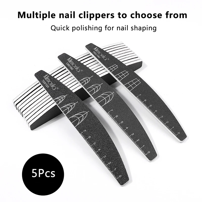 5Pcs Black Nail Files For Manicure Sanding Double Sided Nail File 120/180 Grit Nail Art Care Tools High Quality Polishing Tools